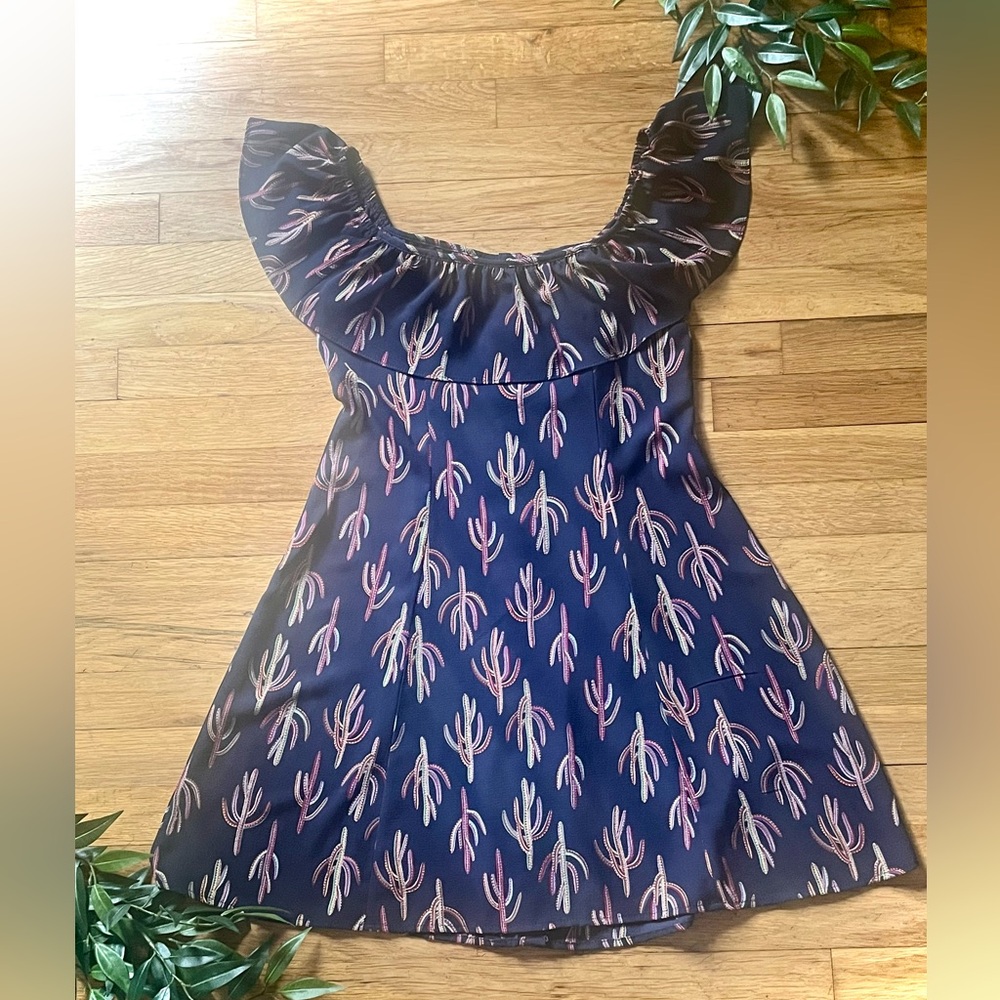 Gypsies & Moondust Button Back Off the Shoulder Cactus Dress